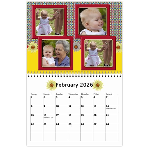 Country Floral 11x8 5 Calendar (any Year) By Deborah Feb 2026