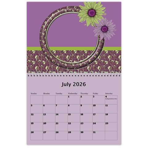 Country Floral 11x8 5 Calendar (any Year) By Deborah Jul 2026