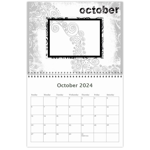 2024 Faded Glory Monochrome Calendar By Catvinnat Oct 2024