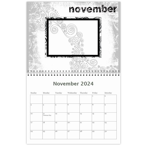 2024 Faded Glory Monochrome Calendar By Catvinnat Nov 2024