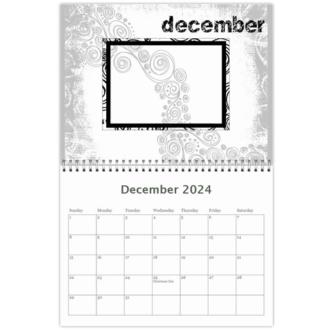 2024 Faded Glory Monochrome Calendar By Catvinnat Dec 2024