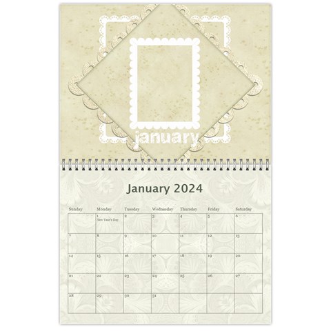 2024 Damask Wedding Calendar  By Catvinnat Jan 2024