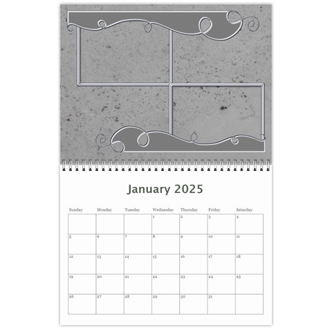 2025 Simple Silver Calendar By Catvinnat Jan 2025