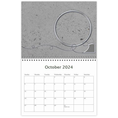 2024 Simple Silver Calendar By Catvinnat Oct 2024