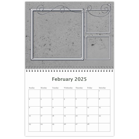 2025 Simple Silver Calendar By Catvinnat Feb 2025