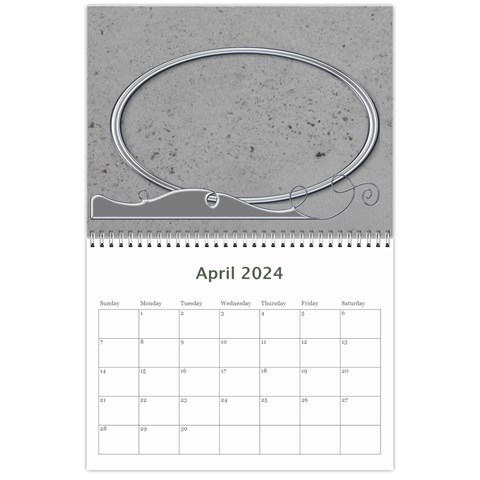 2024 Simple Silver Calendar By Catvinnat Apr 2024