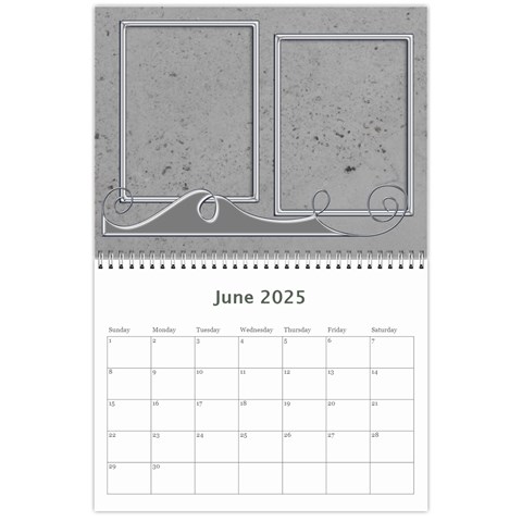 2025 Simple Silver Calendar By Catvinnat Jun 2025