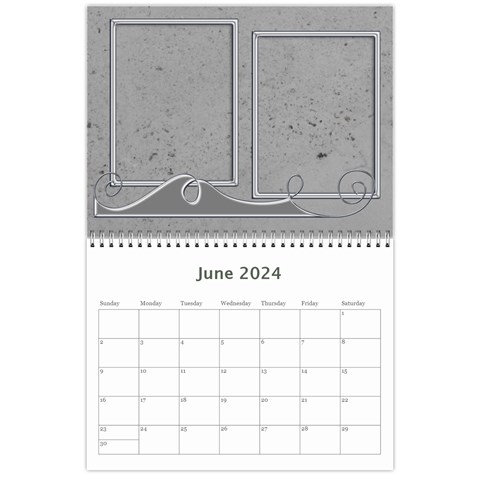 2024 Simple Silver Calendar By Catvinnat Jun 2024