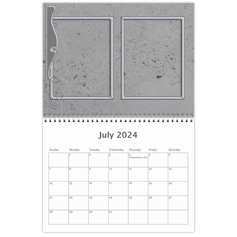 2024 Simple Silver Calendar By Catvinnat Jul 2024