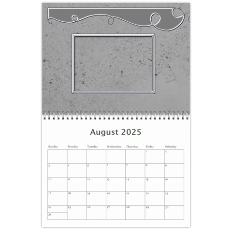 2025 Simple Silver Calendar By Catvinnat Aug 2025