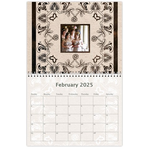 2025 Twin Hearts Wedding Celebration Calendar  By Catvinnat Feb 2025