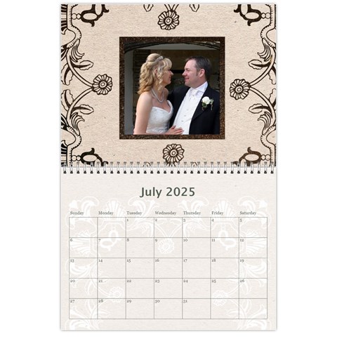 2025 Twin Hearts Wedding Celebration Calendar  By Catvinnat Jul 2025
