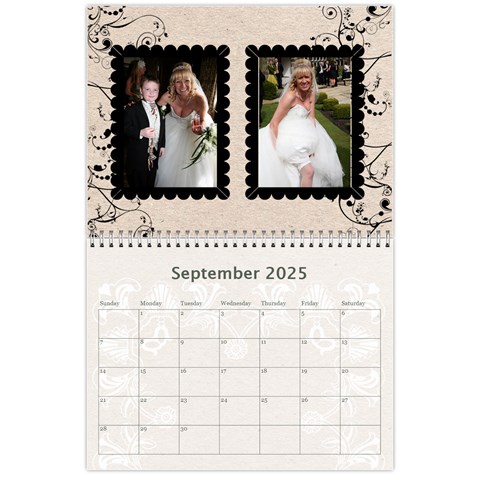 2025 Twin Hearts Wedding Celebration Calendar  By Catvinnat Sep 2025