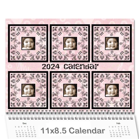 2024 Art Nouveau 100% Love Pastel Pink Calendar By Catvinnat Cover