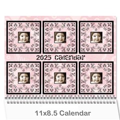 2025 Art Nouveau 100% love pastel pink Calendar - Wall Calendar 11  x 8.5  (12-Months)