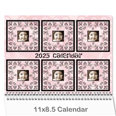 2024 Art Nouveau 100% love pastel pink Calendar - Wall Calendar 11  x 8.5  (12-Months)