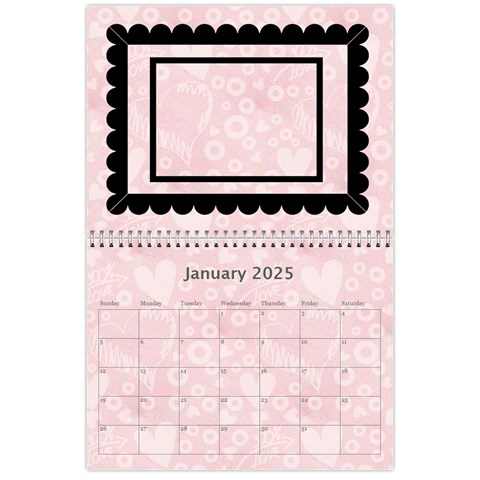 2025 Art Nouveau 100% Love Pastel Pink Calendar By Catvinnat Jan 2025