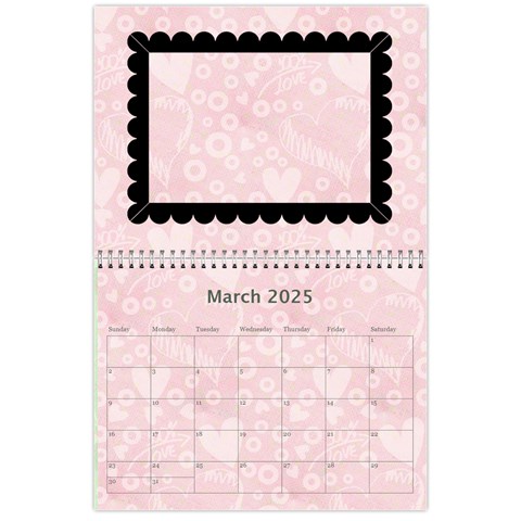 2025 Art Nouveau 100% Love Pastel Pink Calendar By Catvinnat Mar 2025