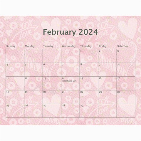 2024 Art Nouveau 100% Love Pastel Pink Calendar By Catvinnat Apr 2024