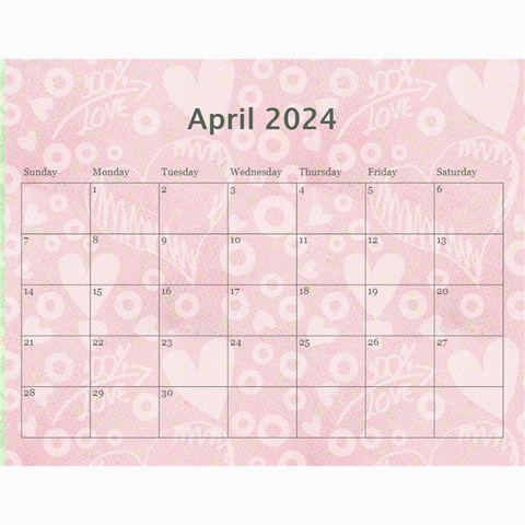 2024 Art Nouveau 100% Love Pastel Pink Calendar By Catvinnat Aug 2024