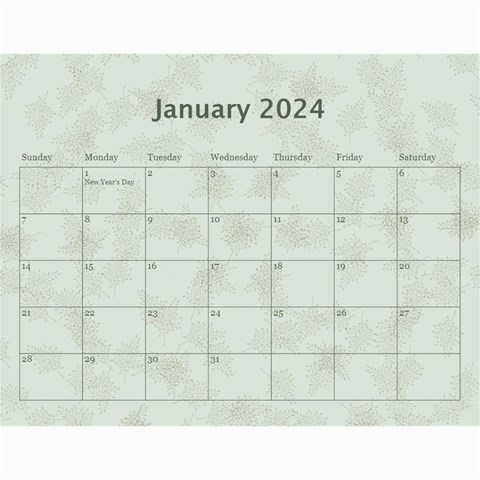 2024 Green 12 Month Wall Calendar By Lil Feb 2024