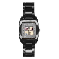 Quad Frame  Watch - Stainless Steel Barrel Watch