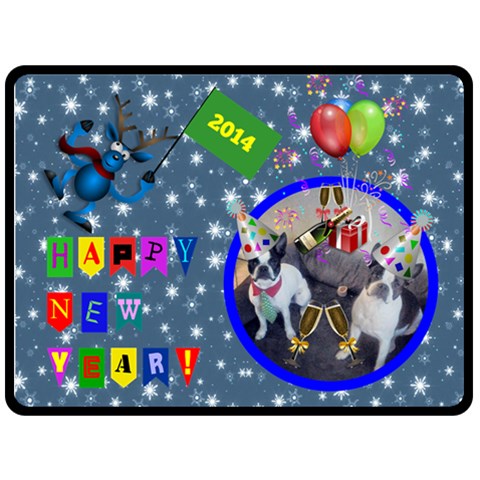 Happy New Year Large Blanket 2 By Joy Johns 80 x60  Blanket Front