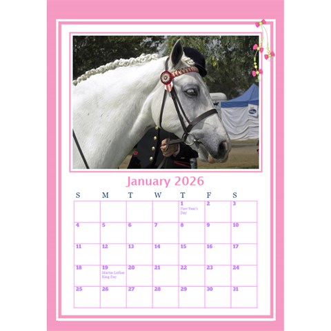 Princess Pink Desktop Calendar By Deborah Jan 2026