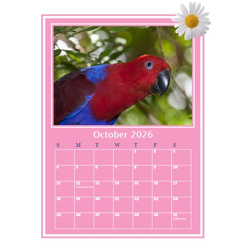 Princess Pink Desktop Calendar By Deborah Oct 2026