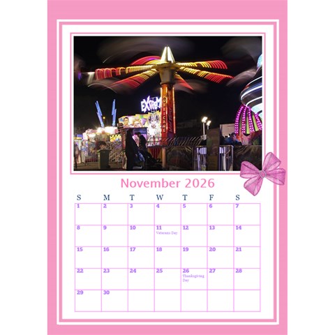 Princess Pink Desktop Calendar By Deborah Nov 2026