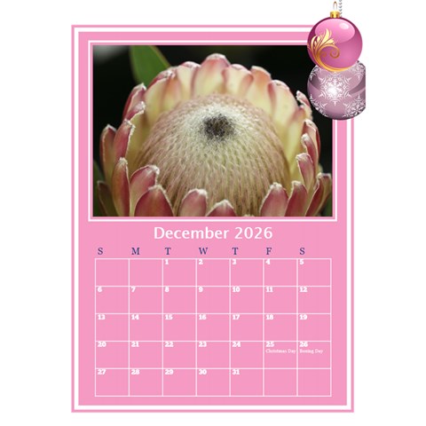 Princess Pink Desktop Calendar By Deborah Dec 2026