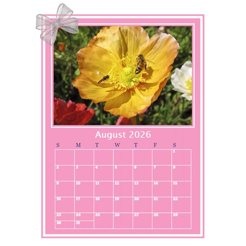 Princess Pink Desktop Calendar By Deborah Aug 2026