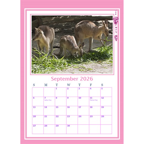 Princess Pink Desktop Calendar By Deborah Sep 2026