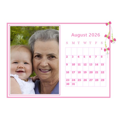Pink Princess Desktop Calendar (8 5x6) By Deborah Aug 2026
