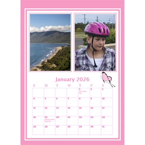 Pink Princess Desktop Calendar By Deborah Jan 2026