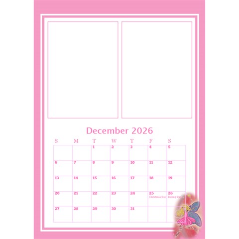 Pink Princess Desktop Calendar By Deborah Dec 2026