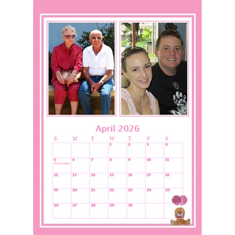 Pink Princess Desktop Calendar By Deborah Apr 2026