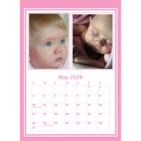 Pink Princess Desktop Calendar By Deborah May 2026