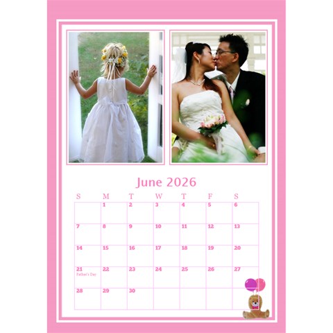 Pink Princess Desktop Calendar By Deborah Jun 2026
