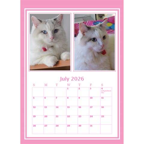 Pink Princess Desktop Calendar By Deborah Jul 2026