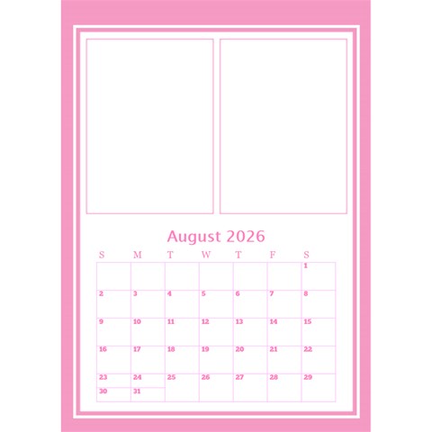 Pink Princess Desktop Calendar By Deborah Aug 2026