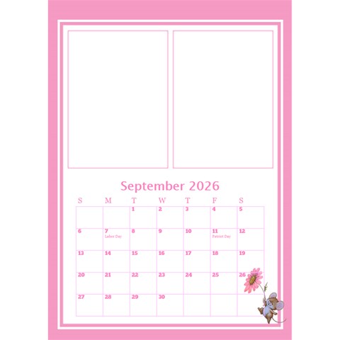 Pink Princess Desktop Calendar By Deborah Sep 2026