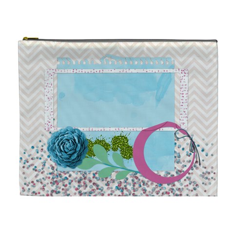 Blue, Pink And Green Cosmetic Bag Xl By Zornitza Front