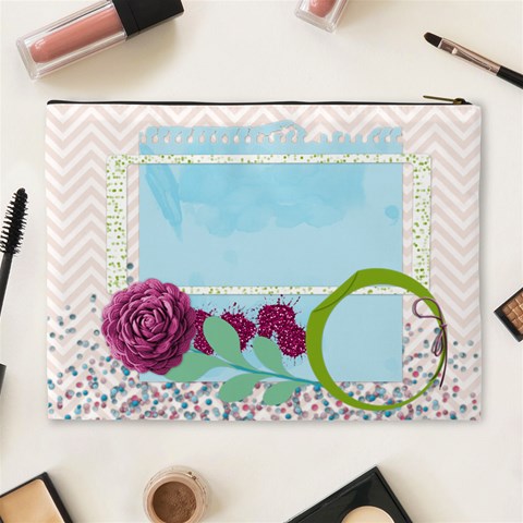 Blue, Pink And Green Cosmetic Bag Xl By Zornitza Back