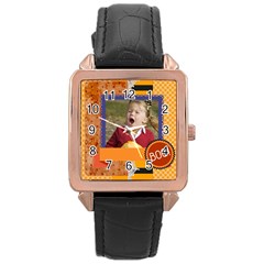 helloween - Rose Gold Leather Watch 