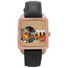 helloween - Rose Gold Leather Watch 