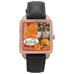 helloween - Rose Gold Leather Watch 