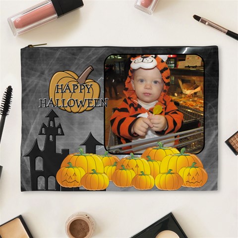 Happy Halloween Xl Cosmetic Bag By Lil Front