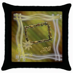 Floral love gold throw pillow case - Throw Pillow Case (Black)