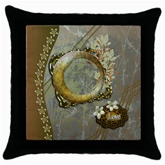 Floral love gold2 throw pillow case - Throw Pillow Case (Black)